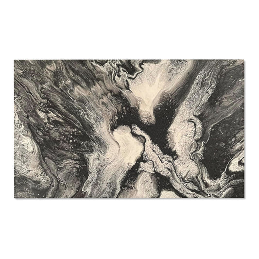 Marble Swirl Area Rug — Abstract Black & White Modern Accent Rug-Raveneyes Photo Art