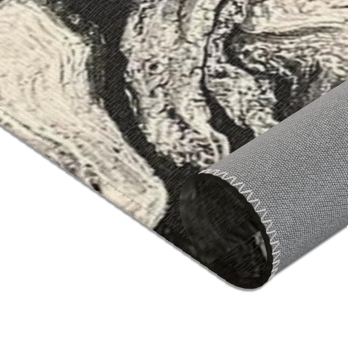 Marble Swirl Area Rug — Abstract Black & White Modern Accent Rug-Raveneyes Photo Art