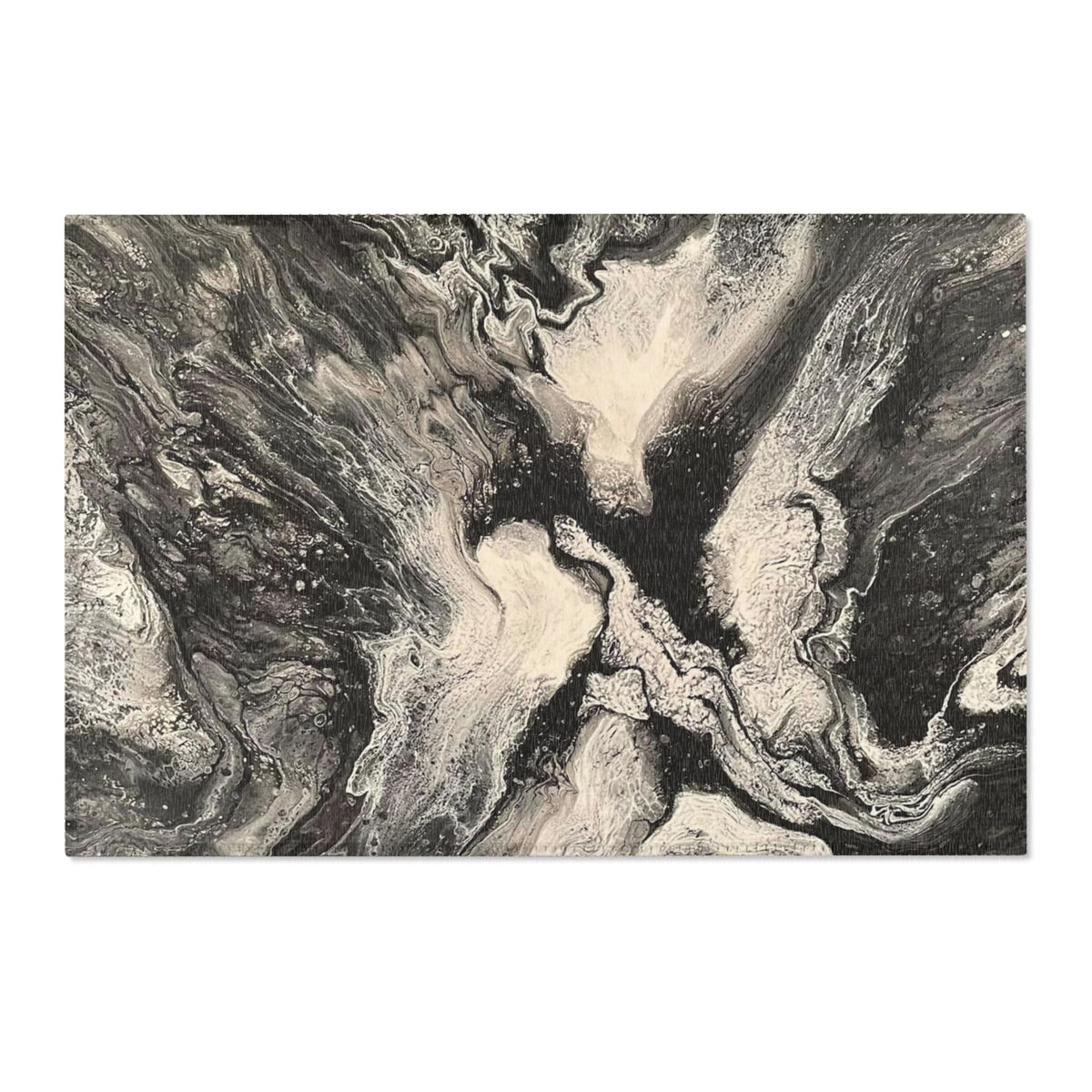 Marble Swirl Area Rug — Abstract Black & White Modern Accent Rug-Raveneyes Photo Art