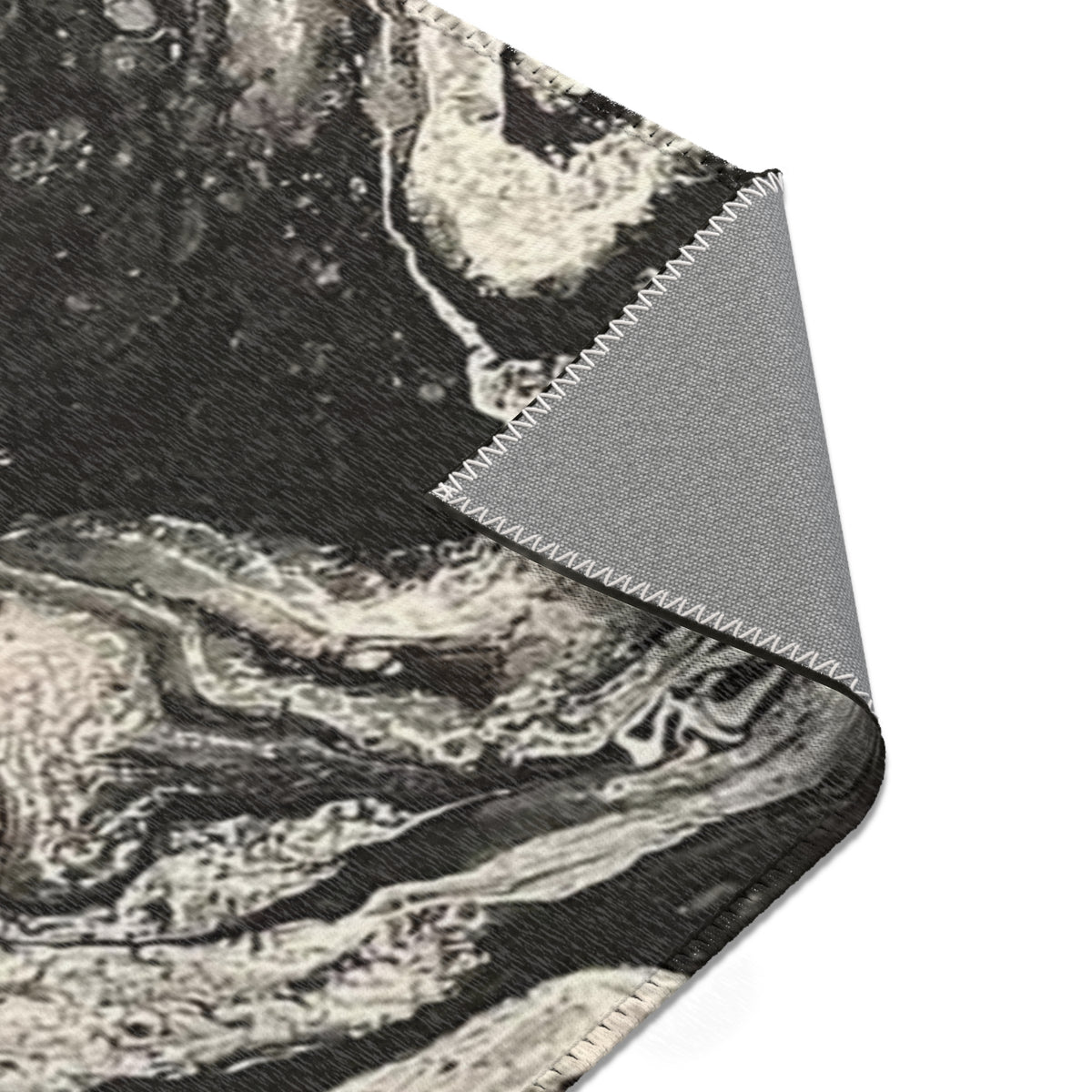 Marble Swirl Area Rug — Abstract Black & White Modern Accent Rug-Raveneyes Photo Art