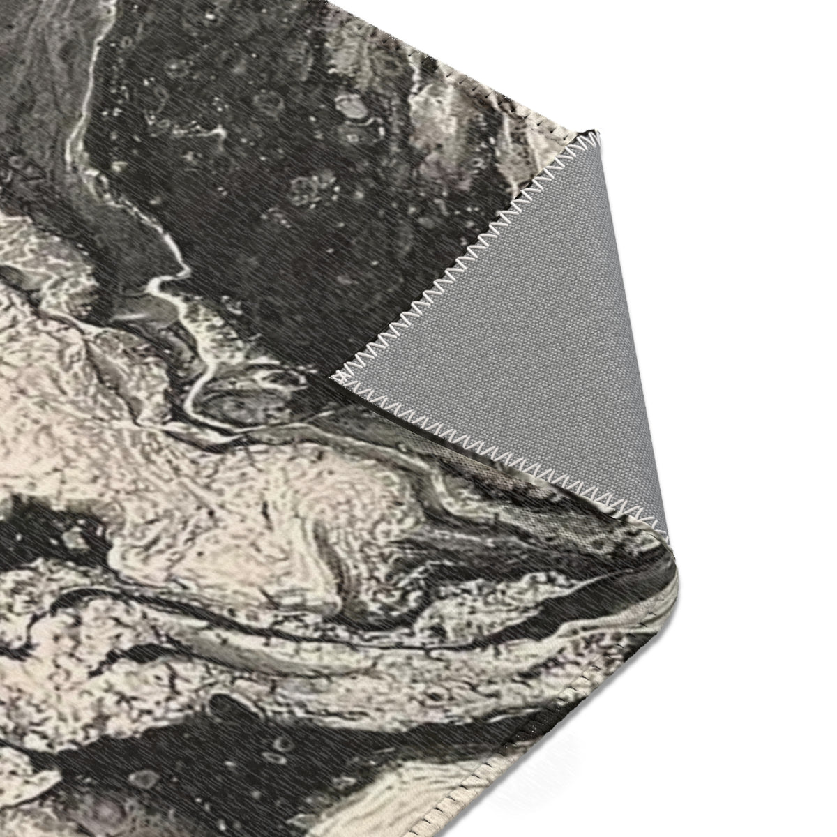 Marble Swirl Area Rug — Abstract Black & White Modern Accent Rug-Raveneyes Photo Art