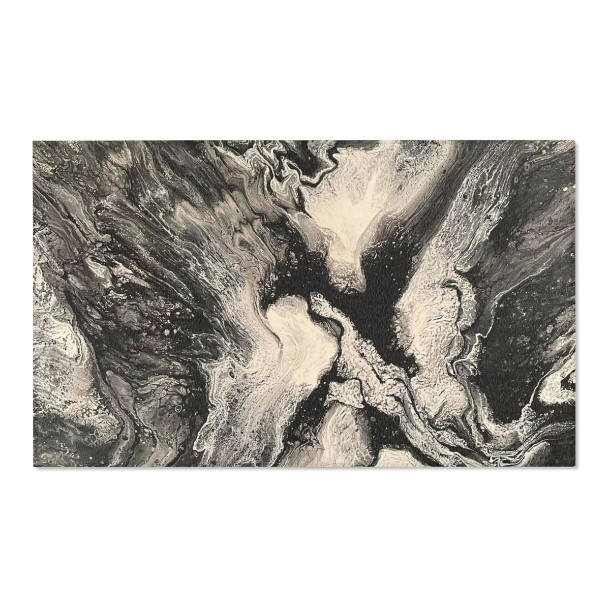 Marble Swirl Area Rug — Abstract Black & White Modern Accent Rug-Raveneyes Photo Art
