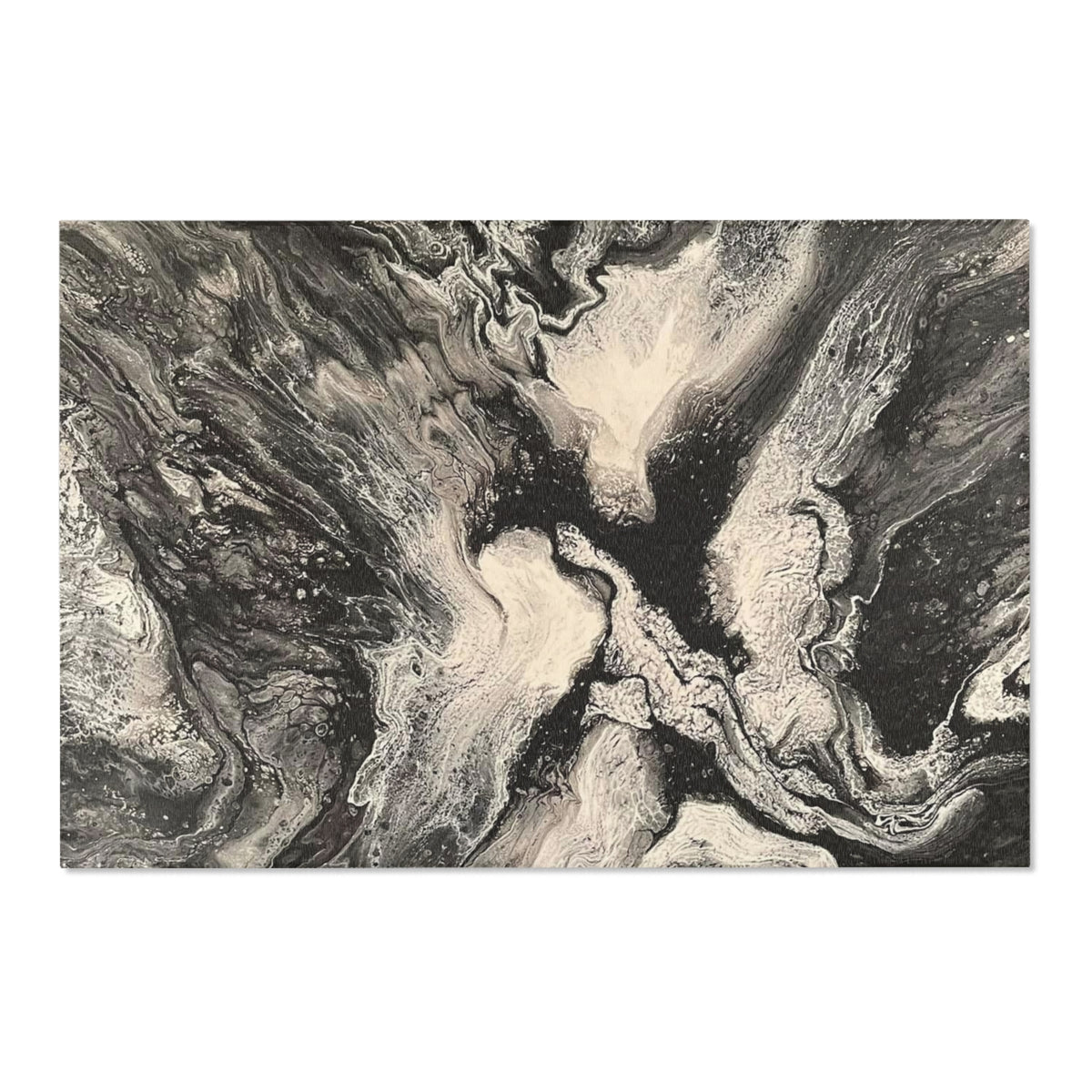 Marble Swirl Area Rug — Abstract Black & White Modern Accent Rug-Raveneyes Photo Art