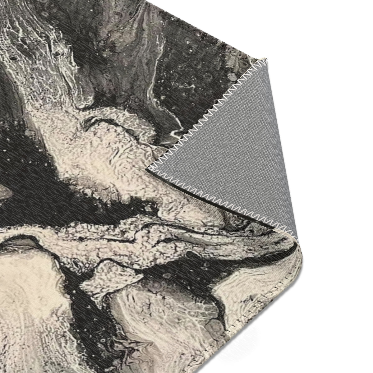 Marble Swirl Area Rug — Abstract Black & White Modern Accent Rug-Raveneyes Photo Art