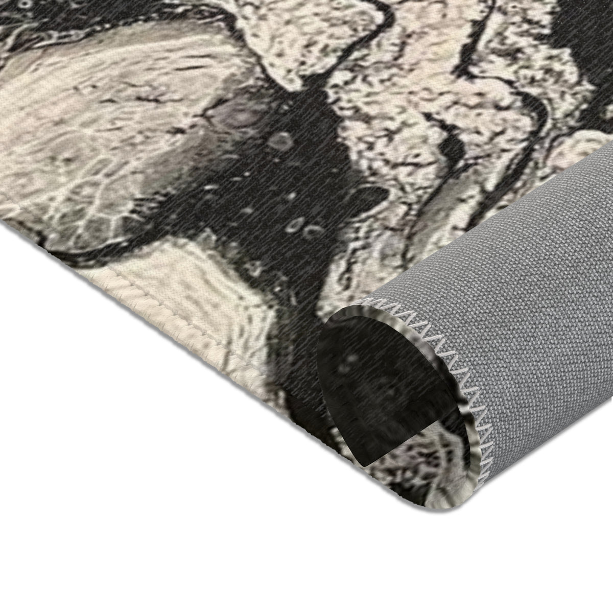 Marble Swirl Area Rug — Abstract Black & White Modern Accent Rug-Raveneyes Photo Art
