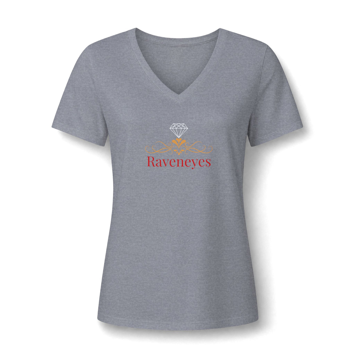 Raveneyes Floral V-Neck Tee — Women's Relaxed Heather
