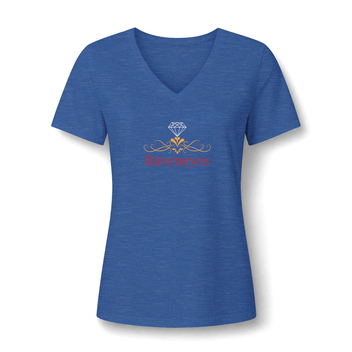 Raveneyes Floral V-Neck Tee — Women's Relaxed Heather