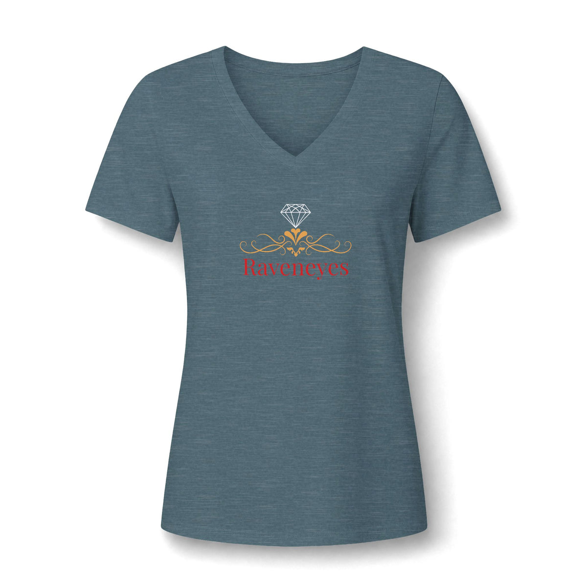 Raveneyes Floral V-Neck Tee — Women's Relaxed Heather